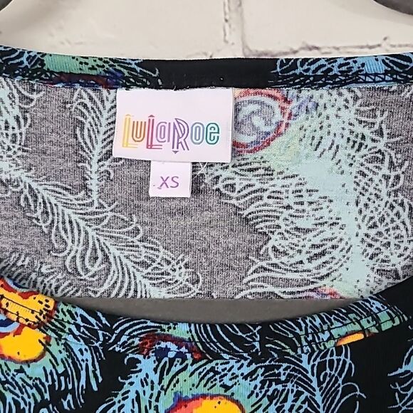 NWT LuLaRoe Peacock Feather Print Dress Julia Midi Black Fitted Sheath Bodycon - Picture 4 of 12